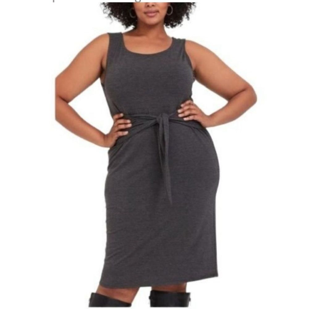 Torrid Charcoal Gray Sleeveless Jersey Tie Front Shift Dress